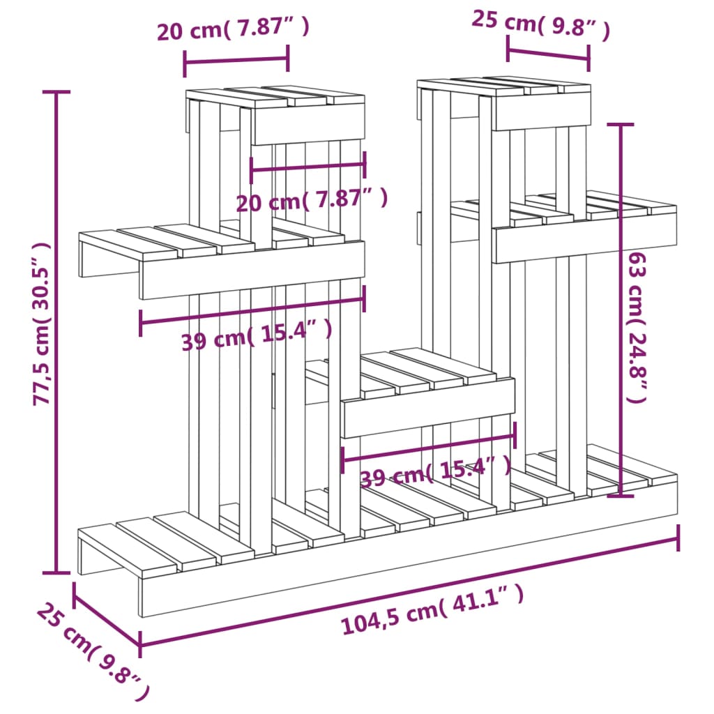 Kasviteline 104,5x25x77,5 cm täysi mänty - Sisustajankoti.fi