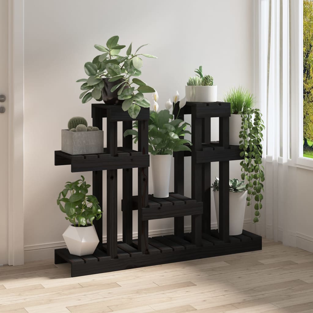 Kasviteline musta 104,5x25x77,5 cm täysi mänty - Sisustajankoti.fi