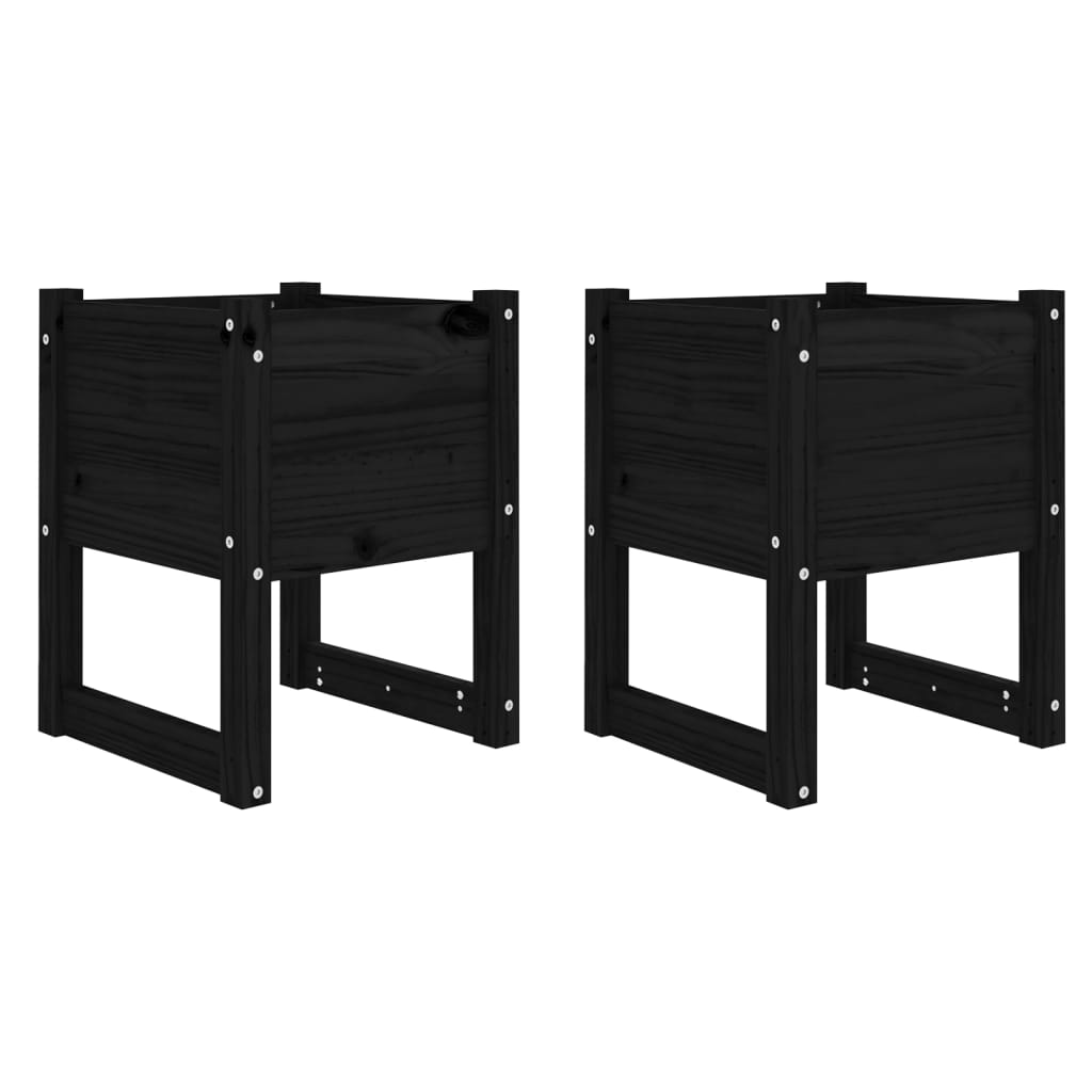 Kukkalaatikot 2 kpl musta 40x40x52,5 cm täysi mänty - Sisustajankoti.fi