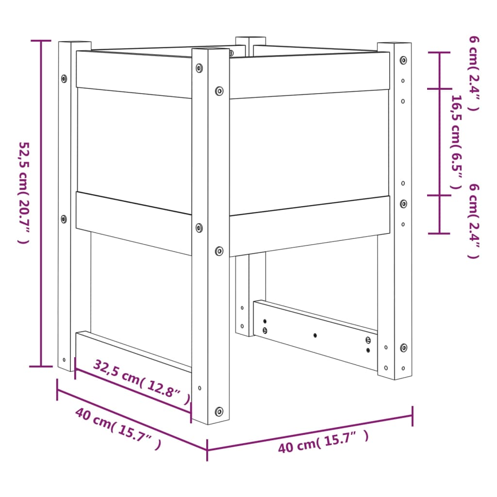 Kukkalaatikot 2 kpl musta 40x40x52,5 cm täysi mänty - Sisustajankoti.fi