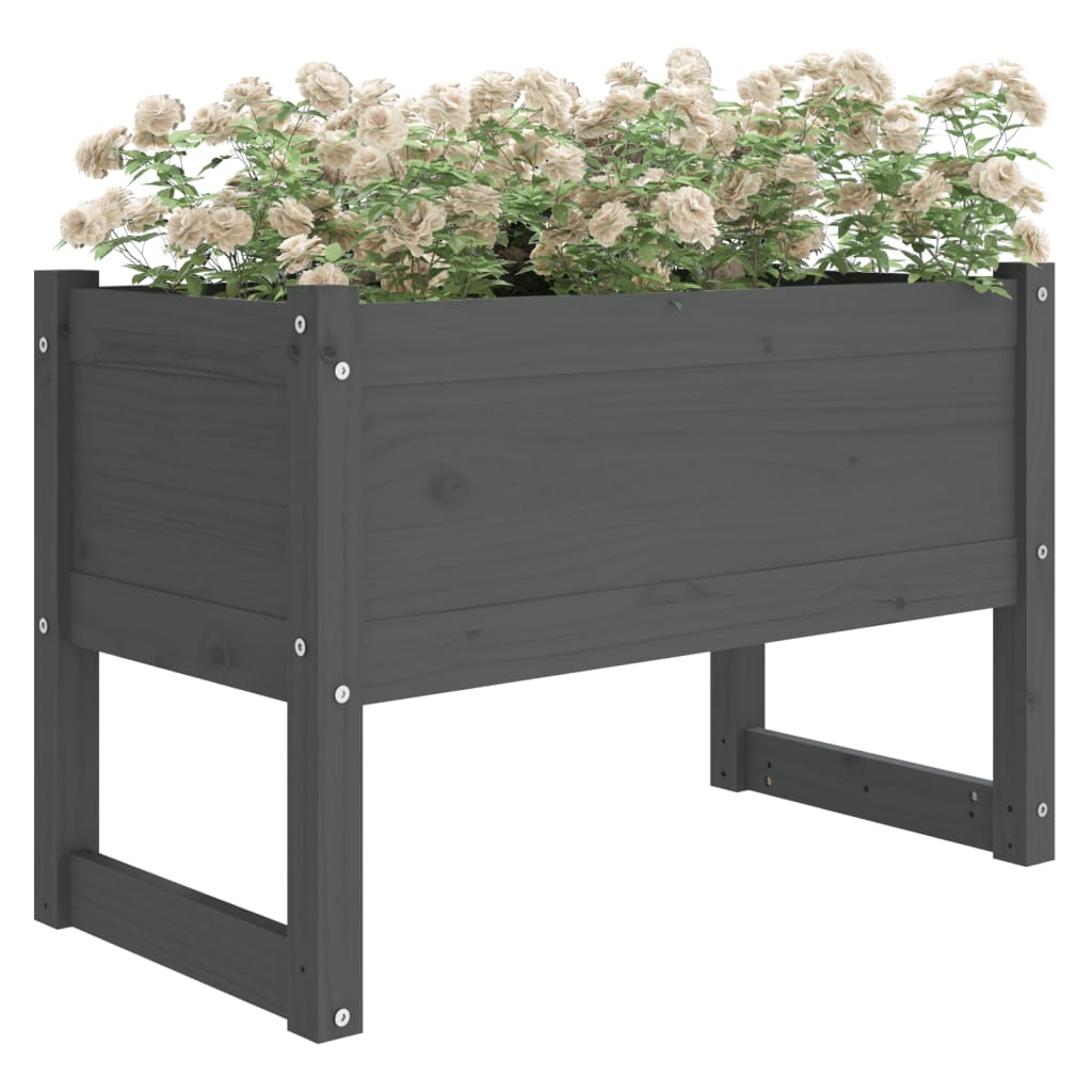Kukkalaatikko harmaa 78x40x52 cm täysi mänty - Sisustajankoti.fi