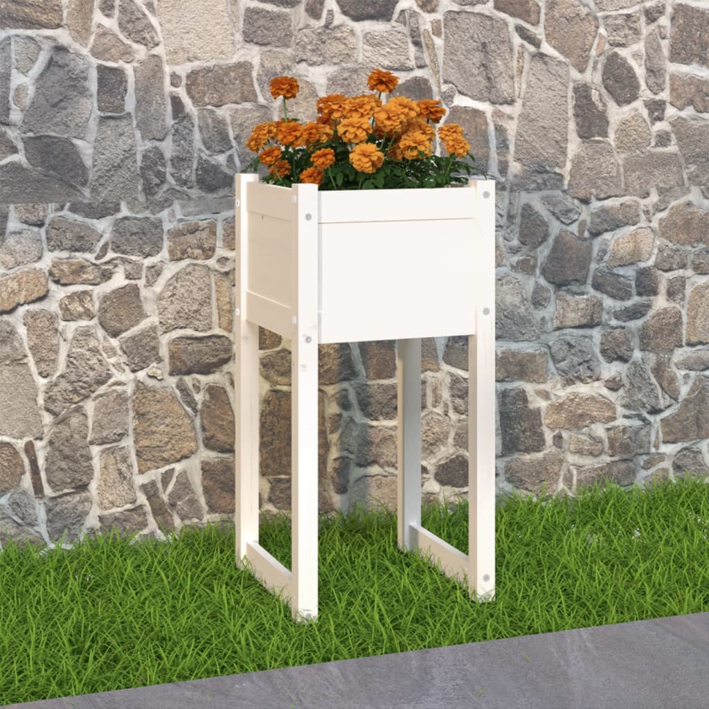 Kukkalaatikko valkoinen 40x40x81 cm täysi mänty - Sisustajankoti.fi