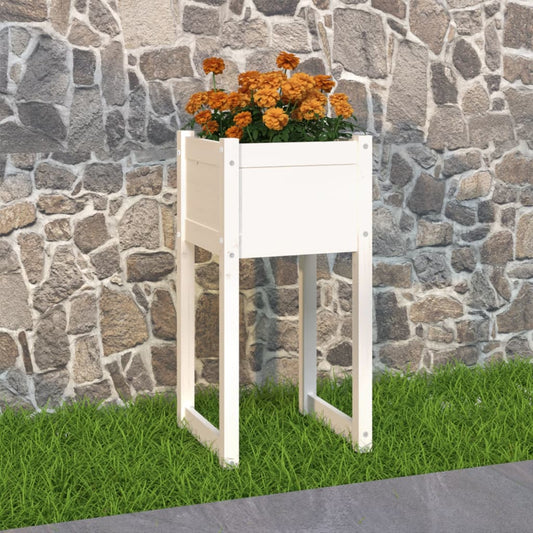 Kukkalaatikko valkoinen 40x40x81 cm täysi mänty - Sisustajankoti.fi
