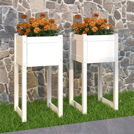 Kukkalaatikot 2 kpl valkoinen 40x40x81 cm täysi mänty - Sisustajankoti.fi