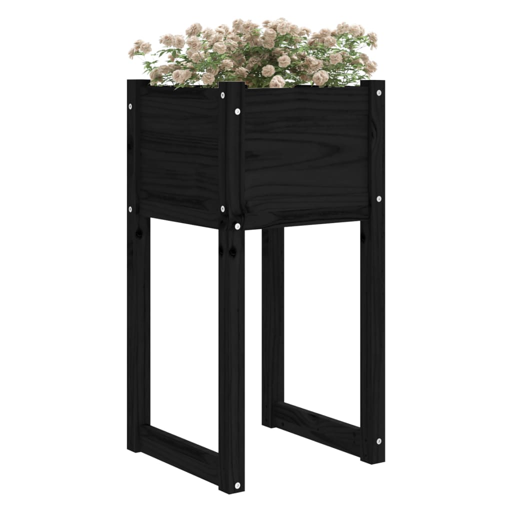 Kukkalaatikot 2 kpl musta 40x40x81 cm täysi mänty - Sisustajankoti.fi