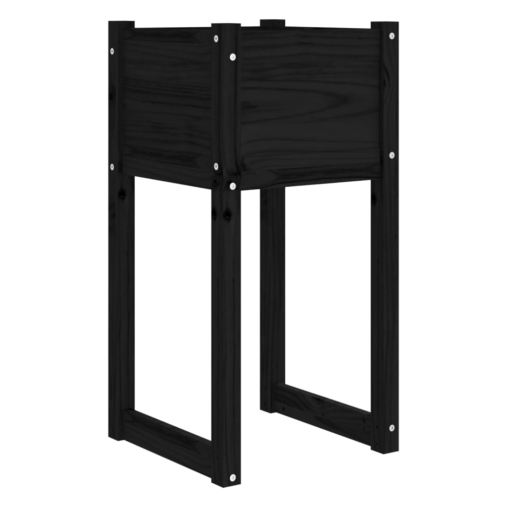 Kukkalaatikot 2 kpl musta 40x40x81 cm täysi mänty - Sisustajankoti.fi