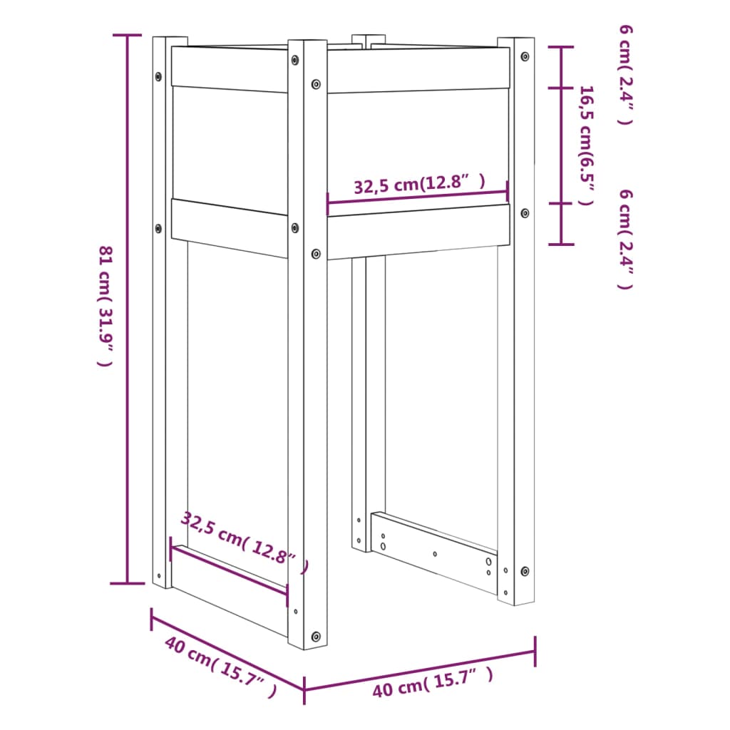 Kukkalaatikot 2 kpl musta 40x40x81 cm täysi mänty - Sisustajankoti.fi