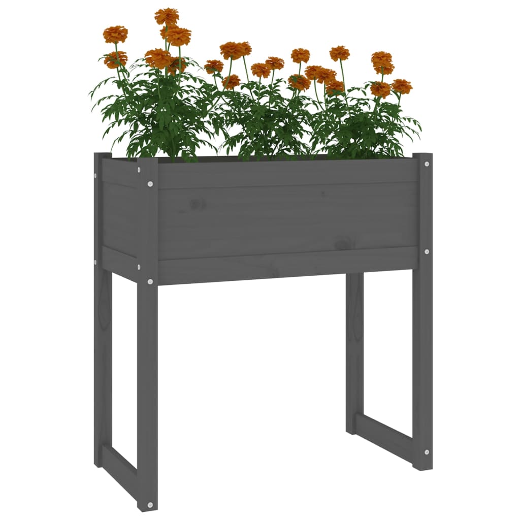 Kukkalaatikko harmaa 78x40x81 cm täysi mänty - Sisustajankoti.fi