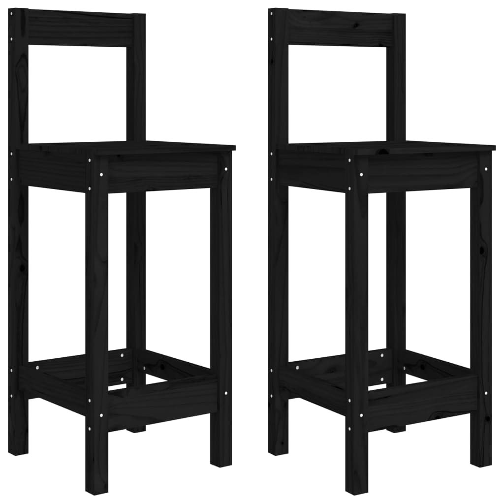 Baarituolit 2 kpl musta 40x41,5x112 cm täysi mänty - Sisustajankoti.fi