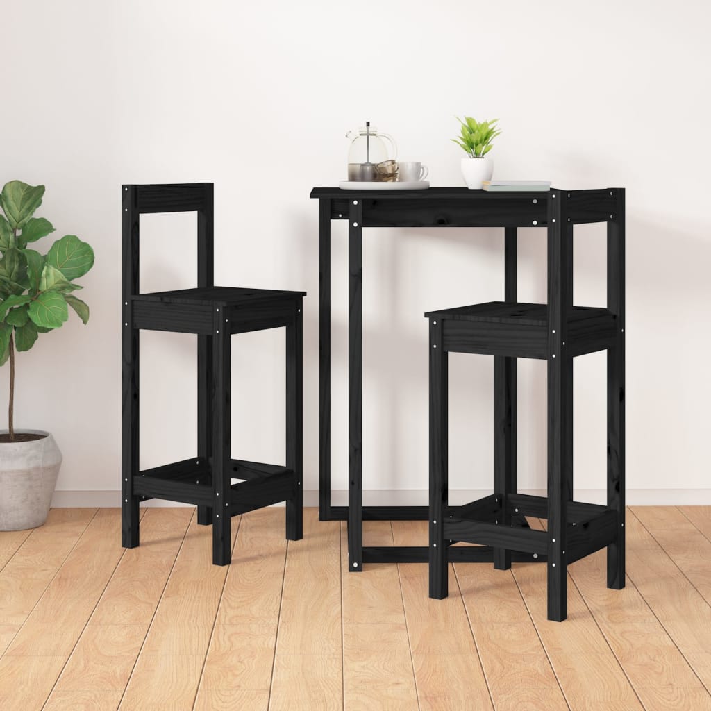 Baarituolit 2 kpl musta 40x41,5x112 cm täysi mänty - Sisustajankoti.fi