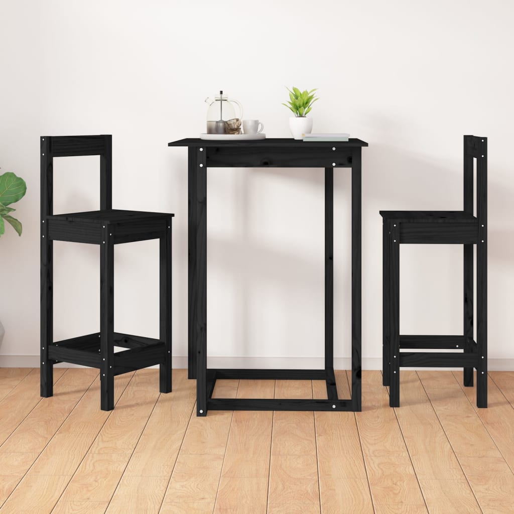 Baarituolit 2 kpl musta 40x41,5x112 cm täysi mänty - Sisustajankoti.fi
