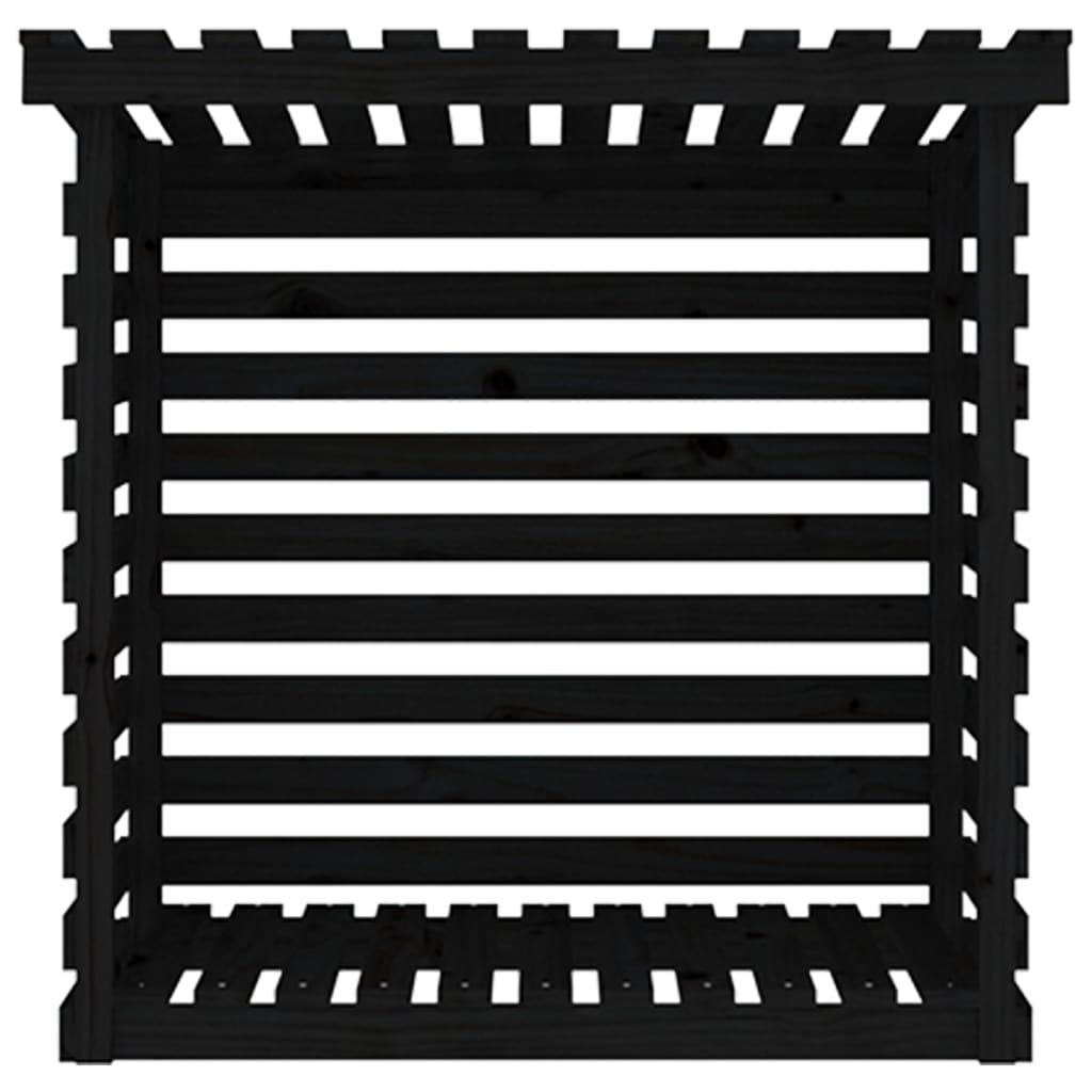 Polttopuuteline musta 108x73x108 cm täysi mänty - Sisustajankoti.fi