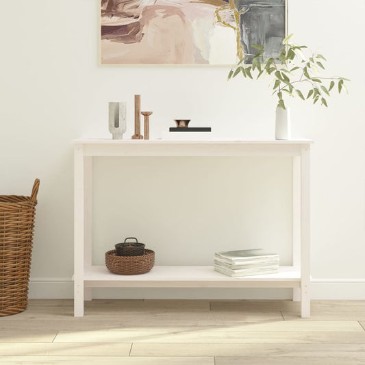 Konsolipöytä valkoinen 110x40x80 cm täysi mänty - Sisustajankoti.fi