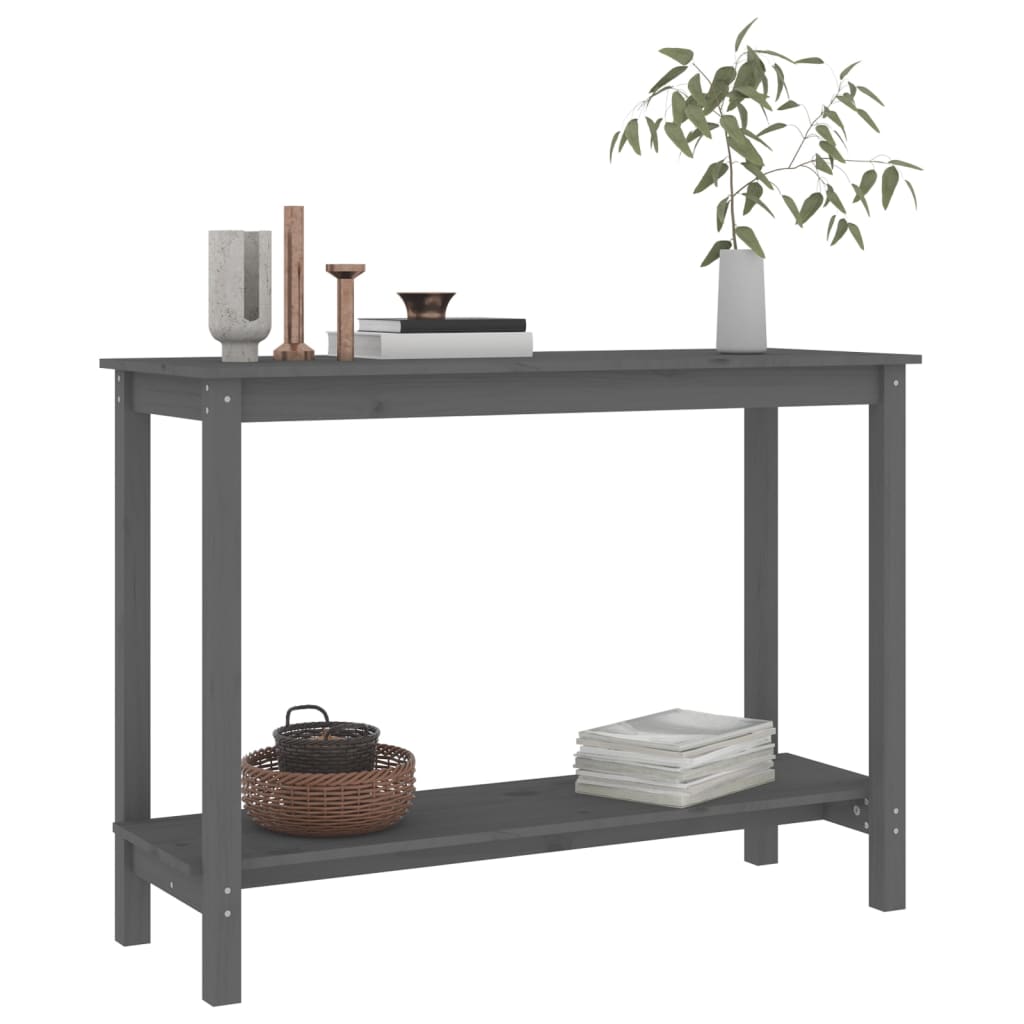 Konsolipöytä harmaa 110x40x80 cm täysi mänty - Sisustajankoti.fi