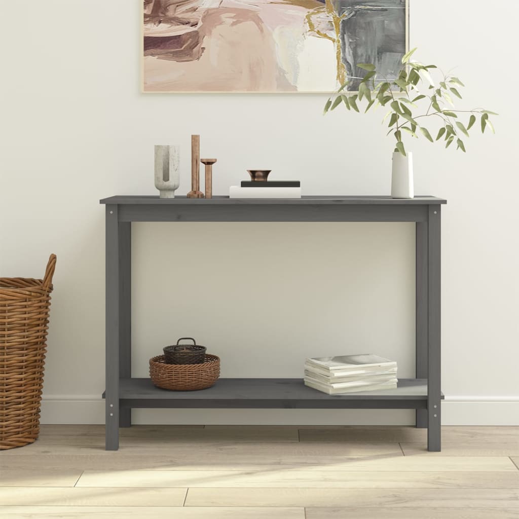 Konsolipöytä harmaa 110x40x80 cm täysi mänty - Sisustajankoti.fi