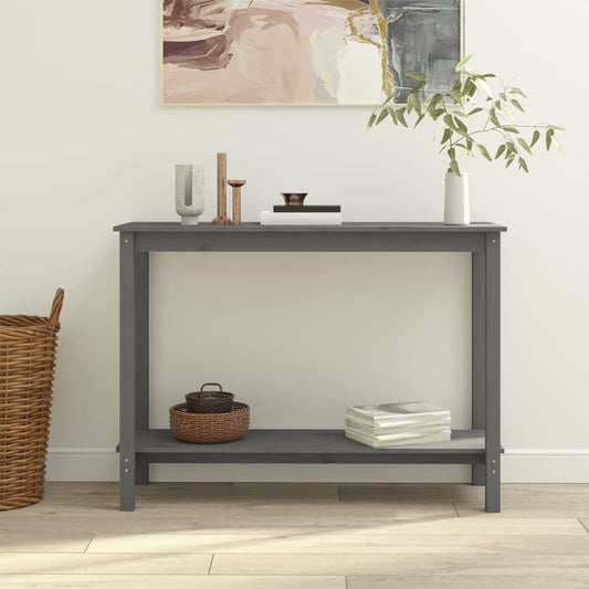 Konsolipöytä harmaa 110x40x80 cm täysi mänty - Sisustajankoti.fi