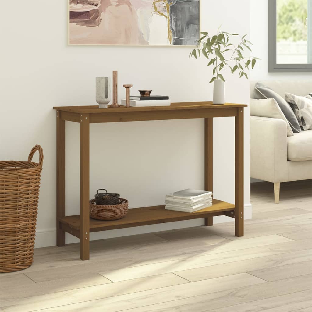 Konsolipöytä hunajanruskea 110x40x80 cm täysi mänty - Sisustajankoti.fi