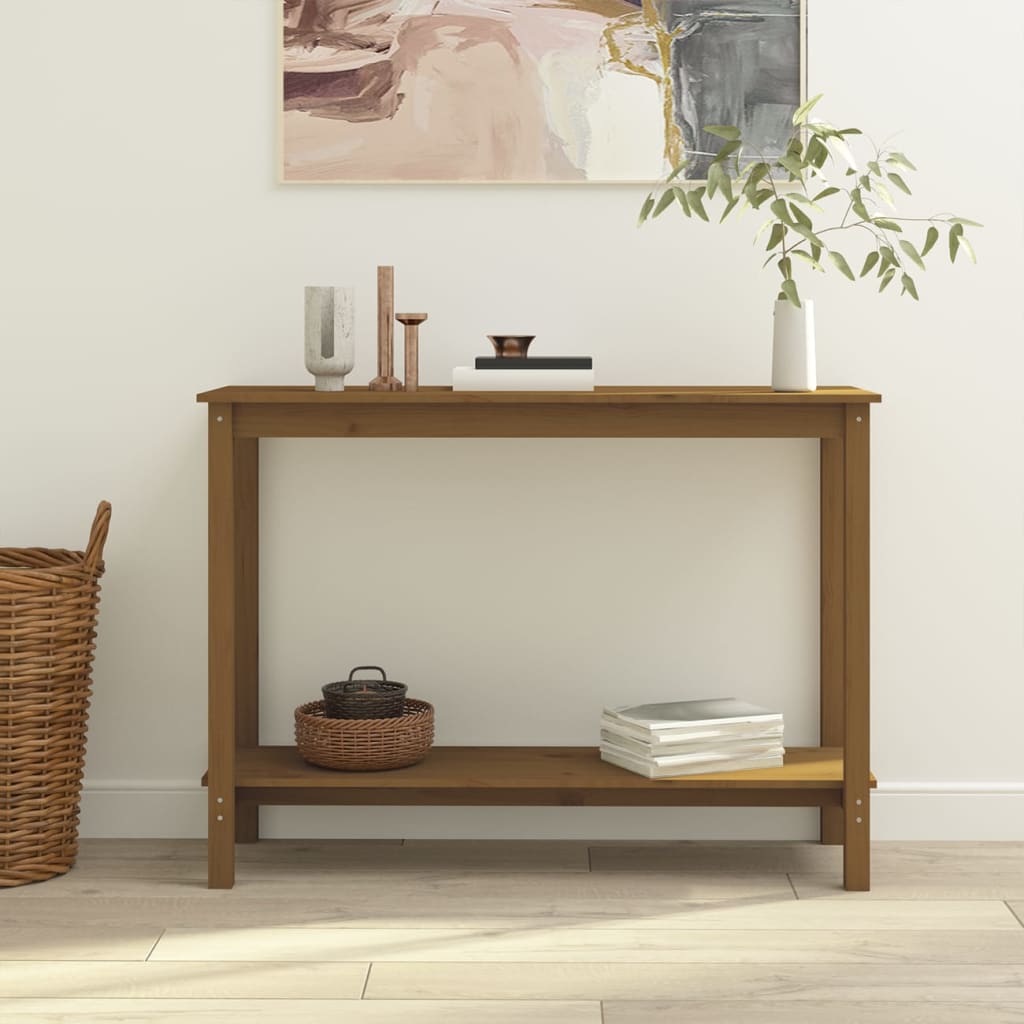 Konsolipöytä hunajanruskea 110x40x80 cm täysi mänty - Sisustajankoti.fi