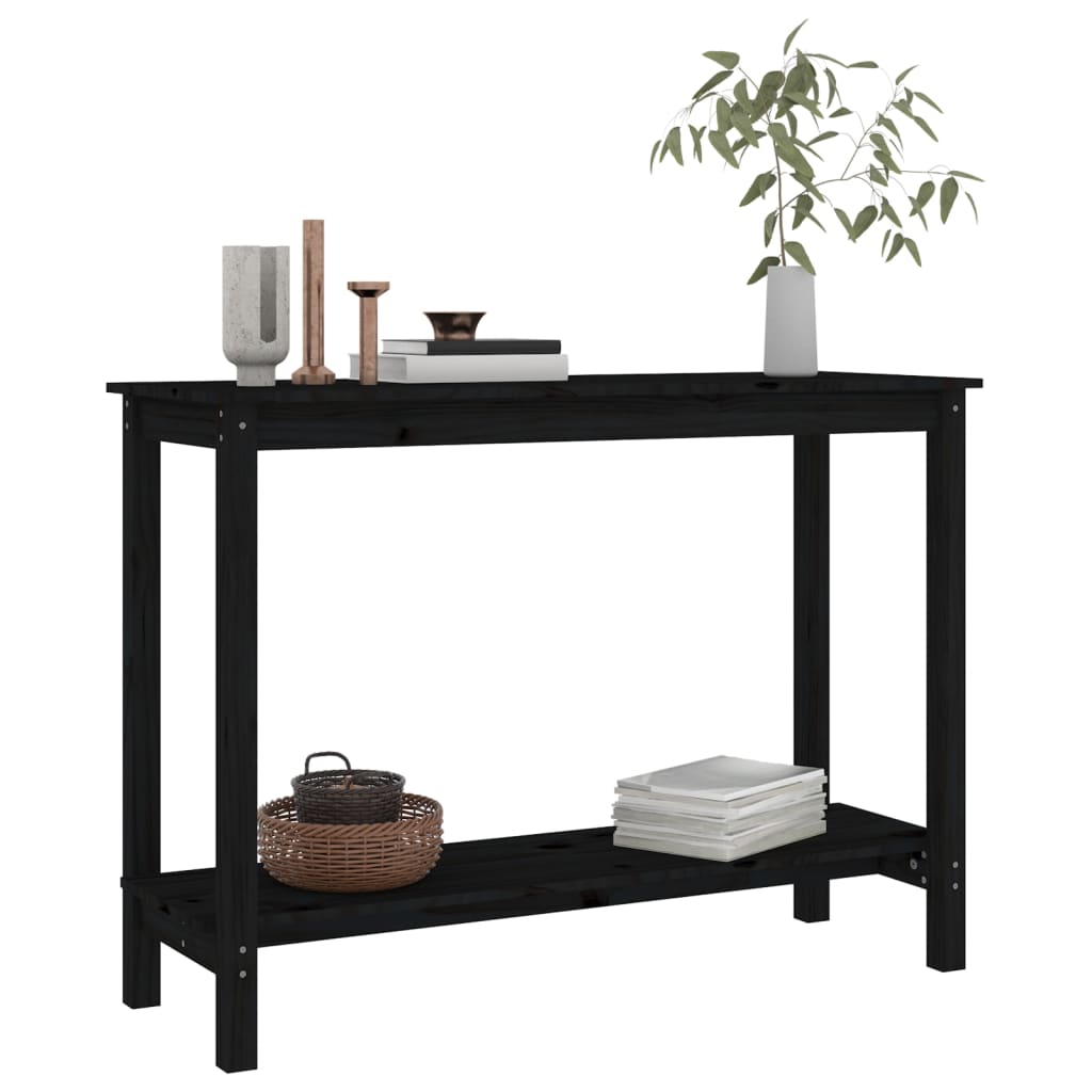 Konsolipöytä musta 110x40x80 cm täysi mänty - Sisustajankoti.fi