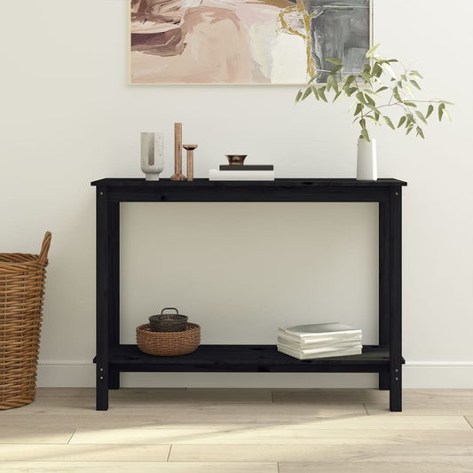 Konsolipöytä musta 110x40x80 cm täysi mänty - Sisustajankoti.fi