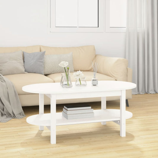 Sohvapöytä valkoinen 110x55x45 cm täysi mänty - Sisustajankoti.fi