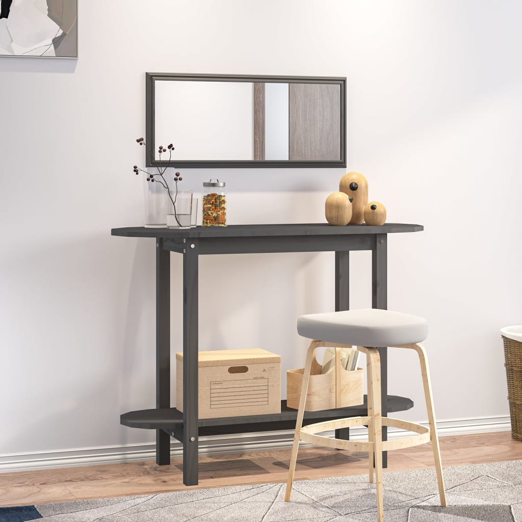Konsolipöytä harmaa 110x40x80 cm täysi mänty - Sisustajankoti.fi