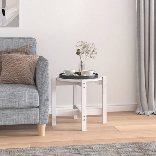 Sohvapöytä valkoinen Ø 52,5x45 cm täysi mänty - Sisustajankoti.fi