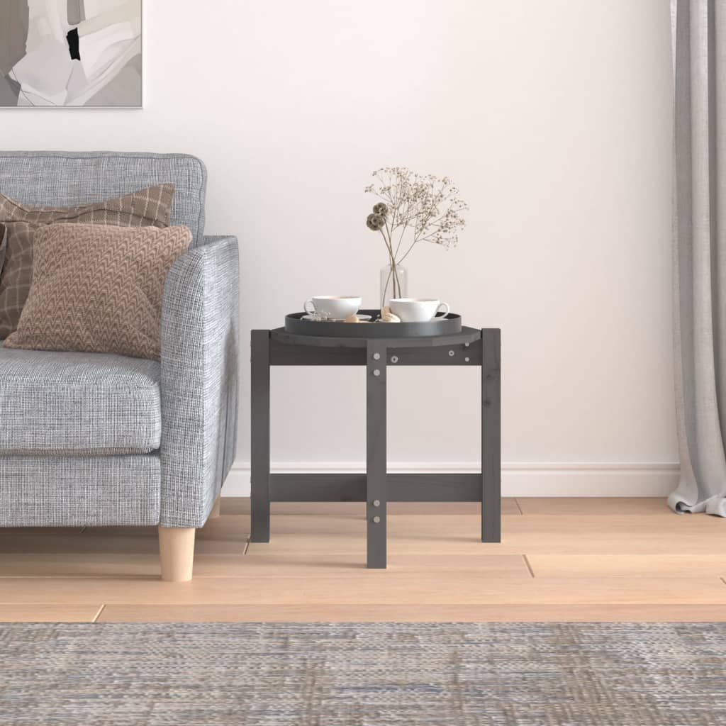 Sohvapöytä harmaa Ø 52,5x45 cm täysi mänty - Sisustajankoti.fi