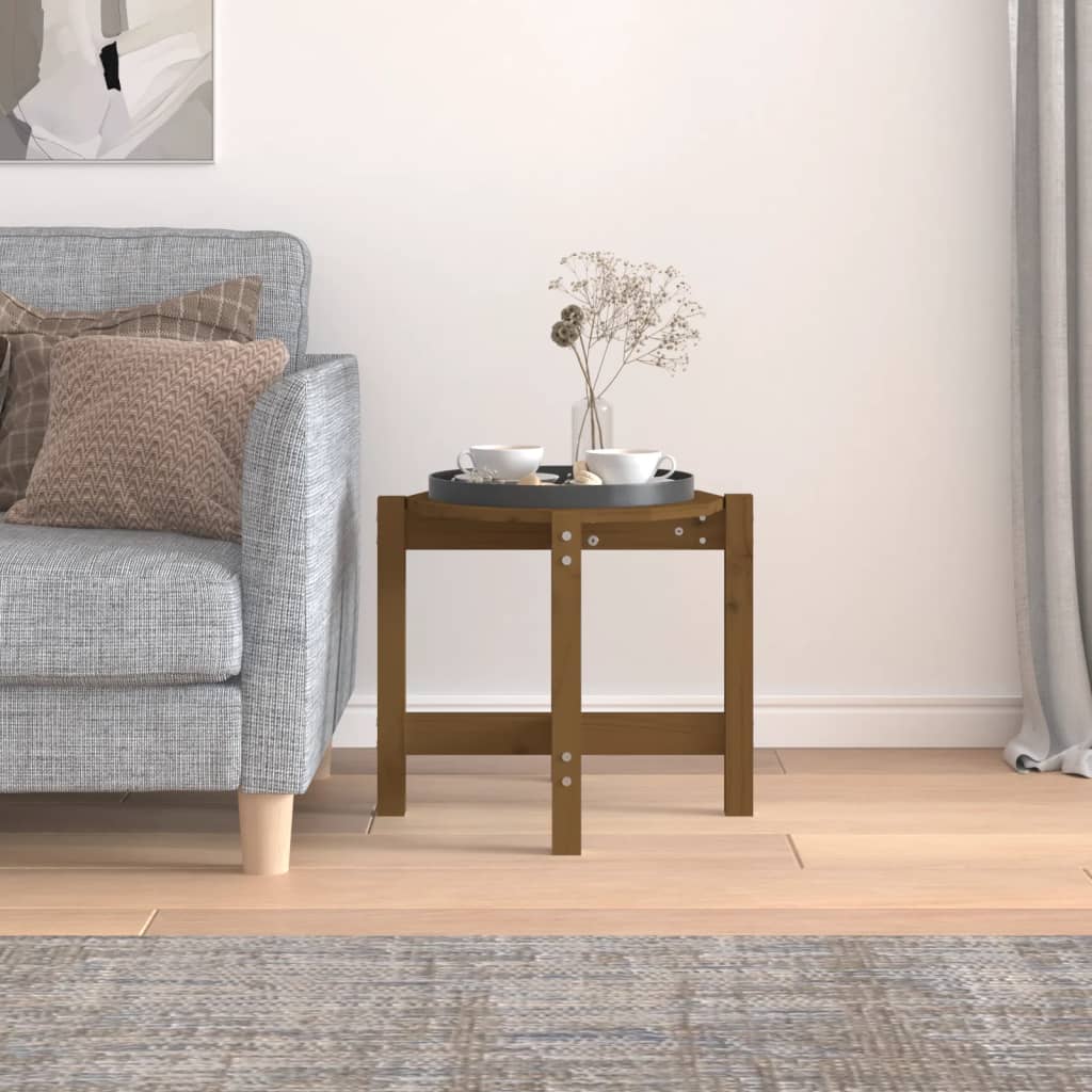 Sohvapöytä hunajanruskea Ø 52,5x45 cm täysi mänty - Sisustajankoti.fi