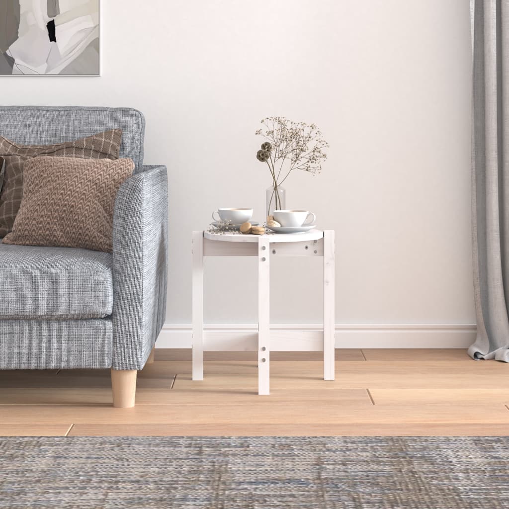 Sohvapöytä valkoinen Ø 42,5x45 cm täysi mänty - Sisustajankoti.fi