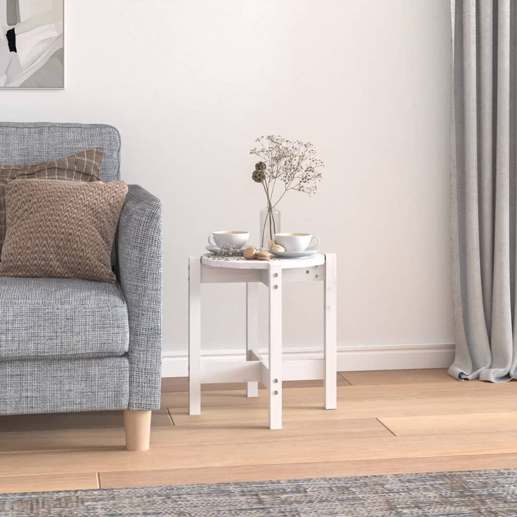 Sohvapöytä valkoinen Ø 42,5x45 cm täysi mänty - Sisustajankoti.fi