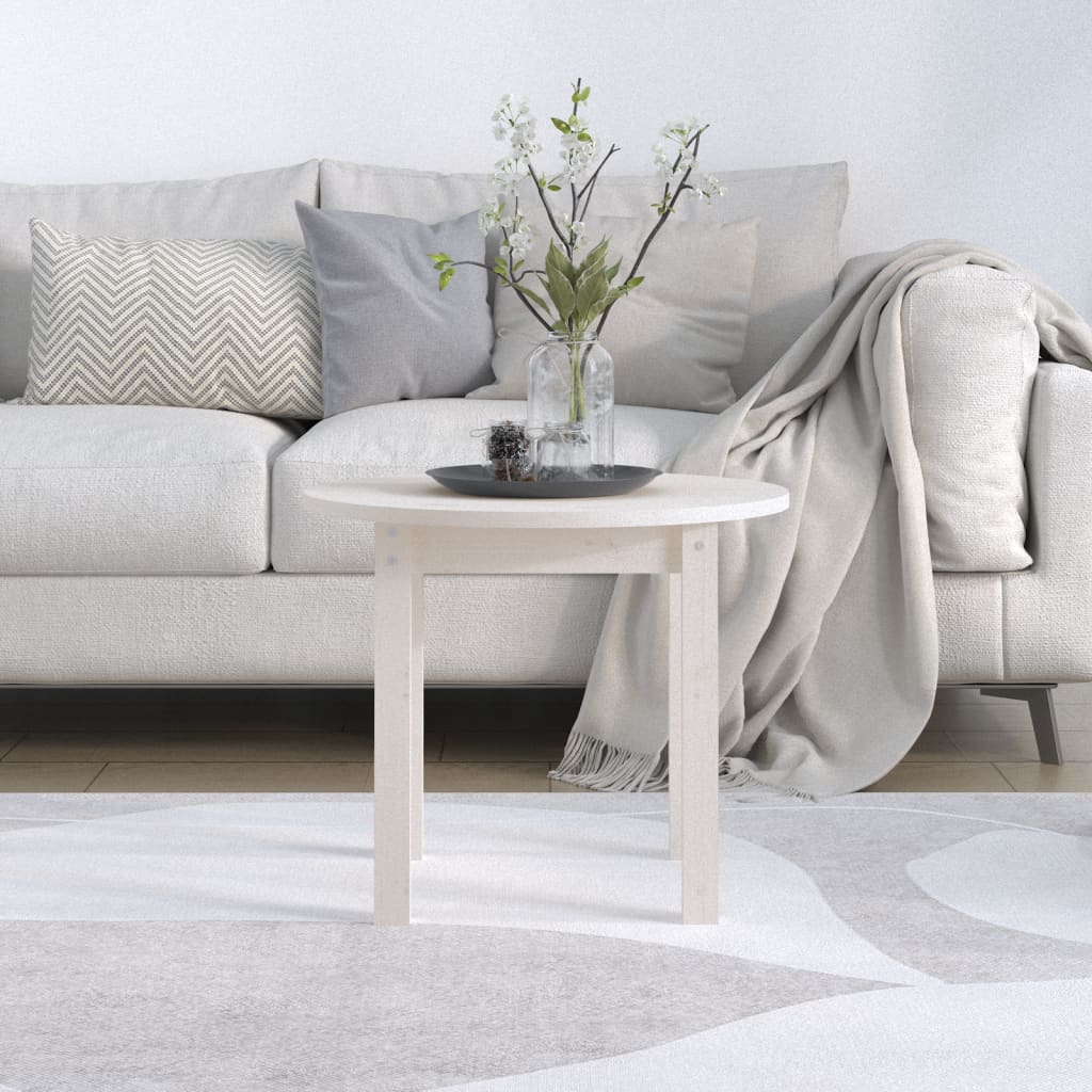 Sohvapöytä valkoinen Ø 55x45 cm täysi mänty - Sisustajankoti.fi