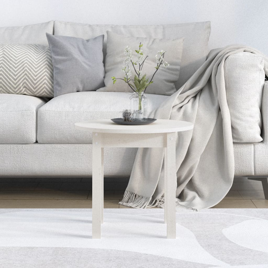 Sohvapöytä valkoinen Ø 45x40 cm täysi mänty - Sisustajankoti.fi