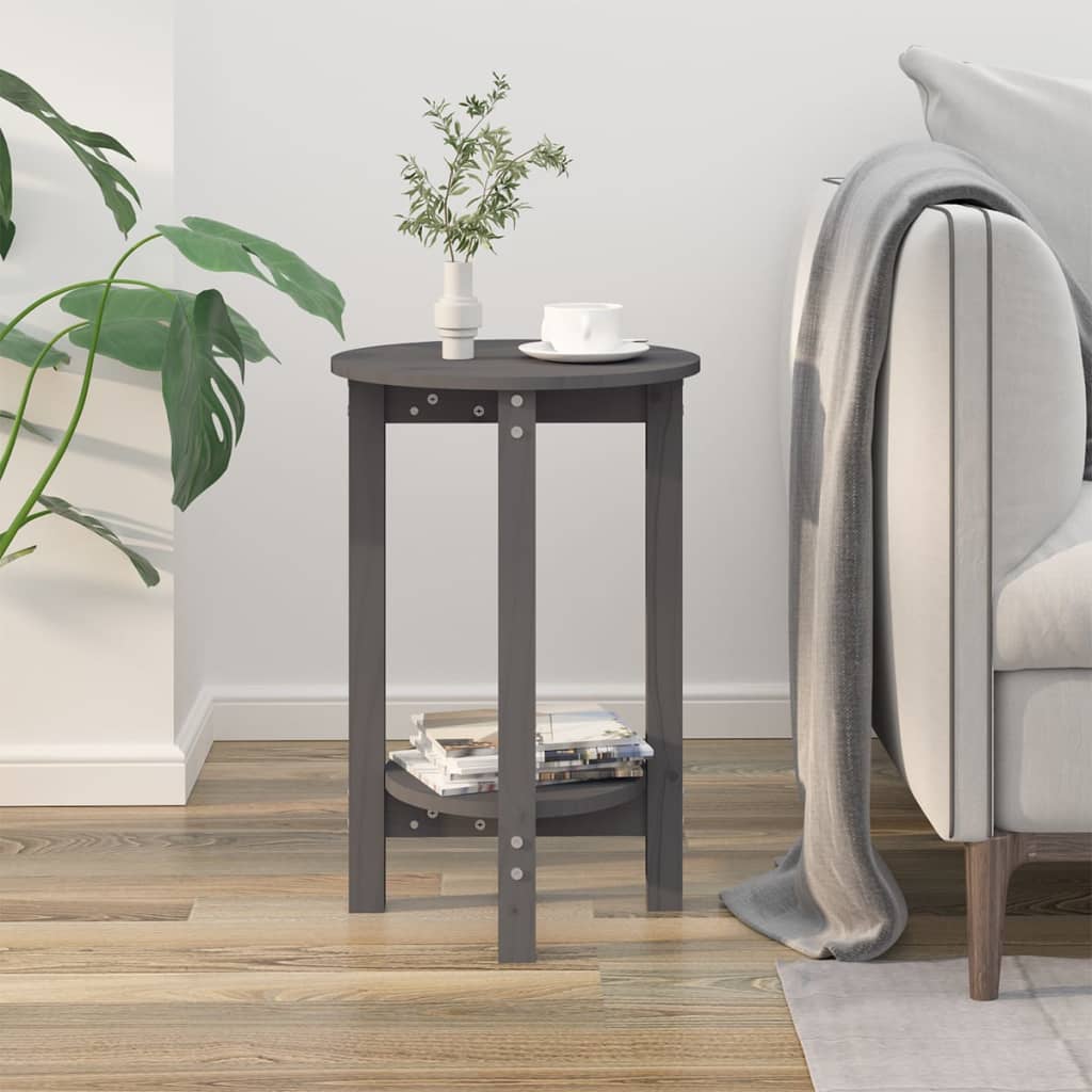 Sohvapöytä harmaa Ø 40x60 cm täysi mänty - Sisustajankoti.fi
