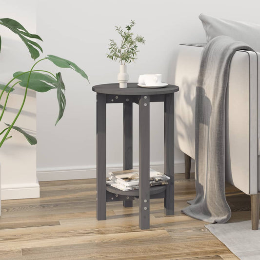 Sohvapöytä harmaa Ø 40x60 cm täysi mänty - Sisustajankoti.fi