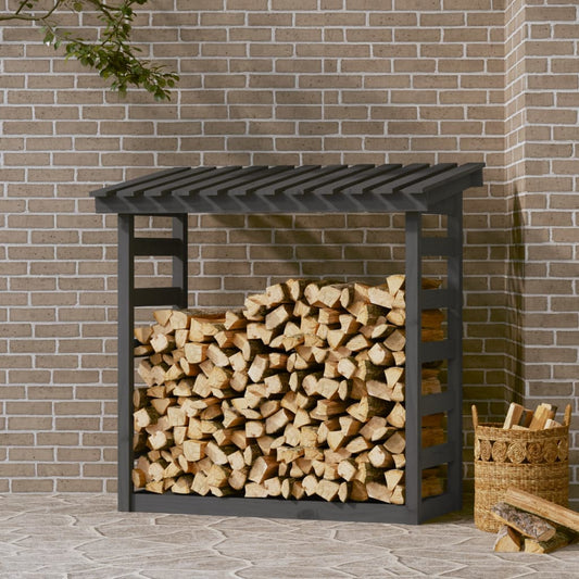 Polttopuuteline harmaa 108x64,5x110 cm täysi mänty - Sisustajankoti.fi