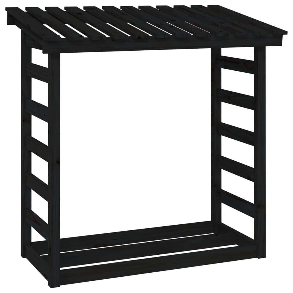 Polttopuuteline musta 108x64,5x110 cm täysi mänty - Sisustajankoti.fi