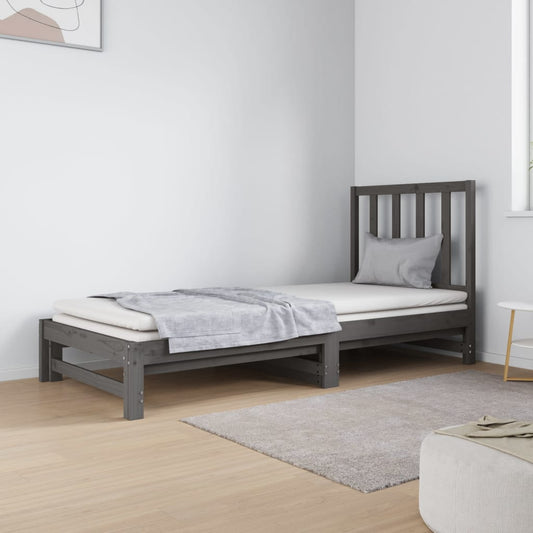 Sohvasänky ulosvedettävä harmaa 2x (90x190) cm täysi mänty - Sisustajankoti.fi