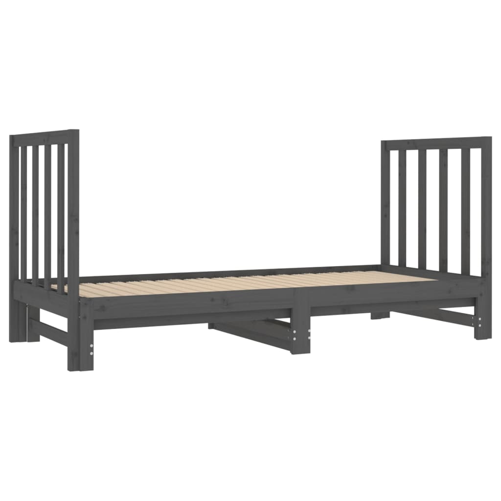 Sohvasänky ulosvedettävä harmaa 2x (90x190) cm täysi mänty - Sisustajankoti.fi
