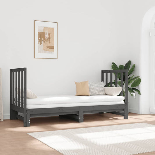 Sohvasänky ulosvedettävä harmaa 2x (90x190) cm täysi mänty - Sisustajankoti.fi