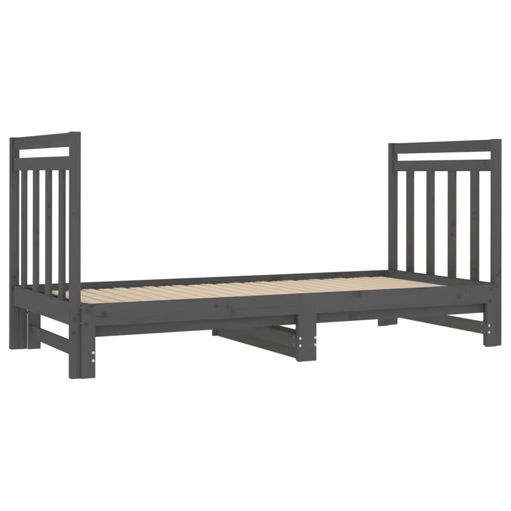 Sohvasänky ulosvedettävä harmaa 2x (90x190) cm täysi mänty - Sisustajankoti.fi