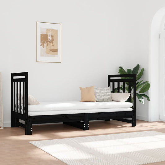 Sohvasänky ulosvedettävä musta 2x (90x190) cm täysi mänty - Sisustajankoti.fi