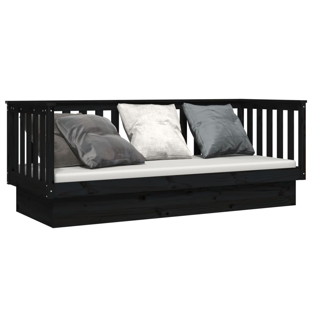 Sohvasänky musta 75x190 cm täysi mänty - Sisustajankoti.fi