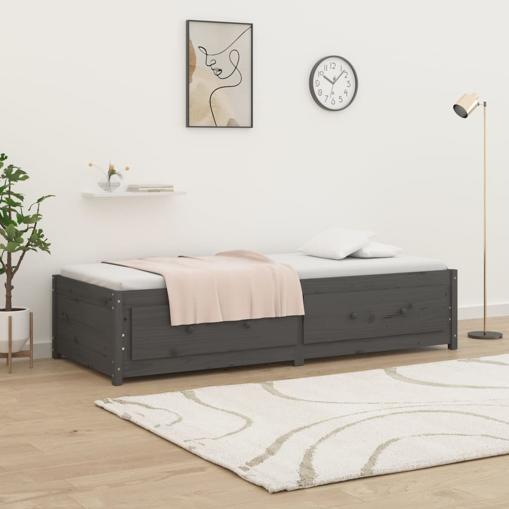 Sohvasänky harmaa 90x200 cm täysi mänty - Sisustajankoti.fi