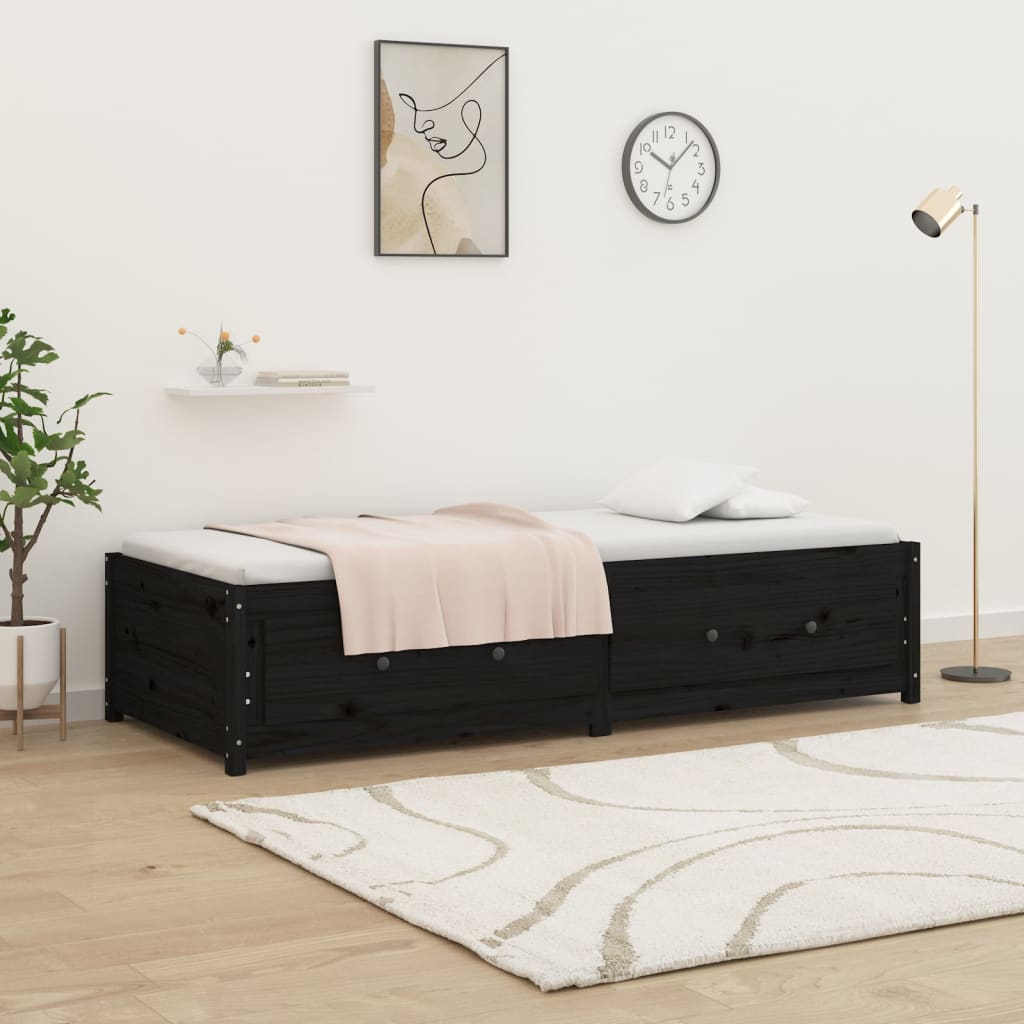 Sohvasänky musta 75x190 cm 2FT6 Single täysi mänty - Sisustajankoti.fi