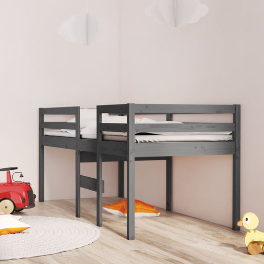 Korotettu sänky harmaa 90x200 cm täysi mänty - Sisustajankoti.fi