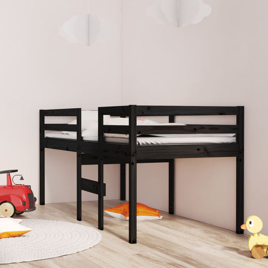 Korotettu sänky musta 90x200 cm täysi mänty - Sisustajankoti.fi
