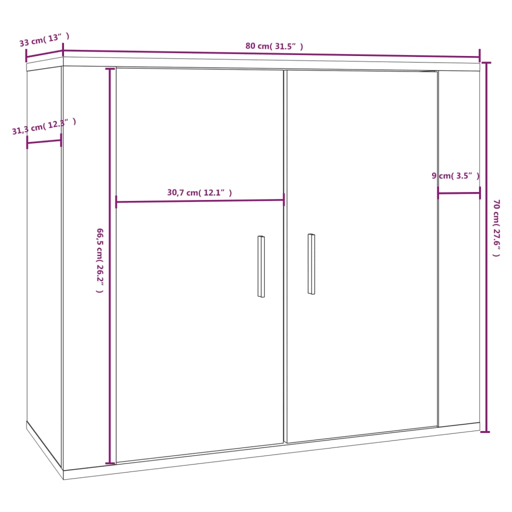 Senkki musta 80x33x70 cm tekninen puu - Sisustajankoti.fi