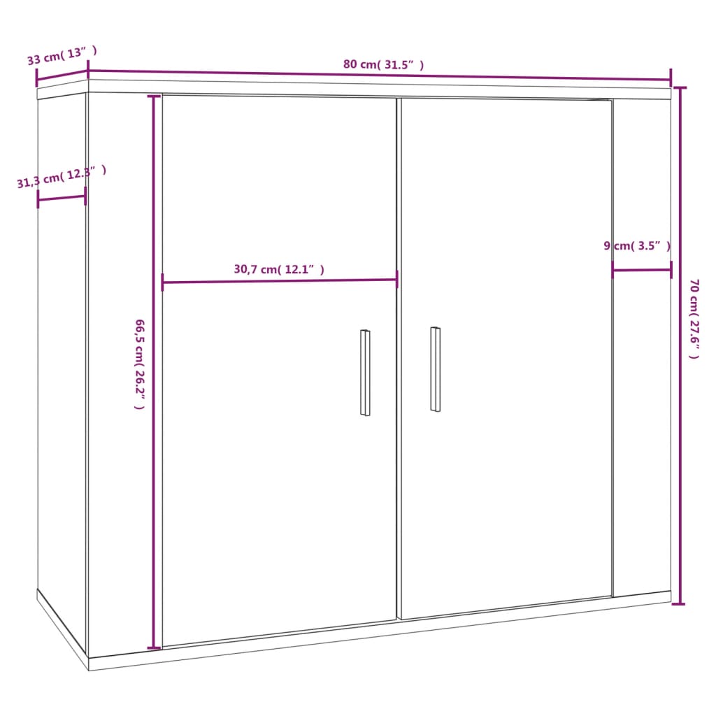 Senkki ruskea tammi 80x33x70 cm tekninen puu - Sisustajankoti.fi