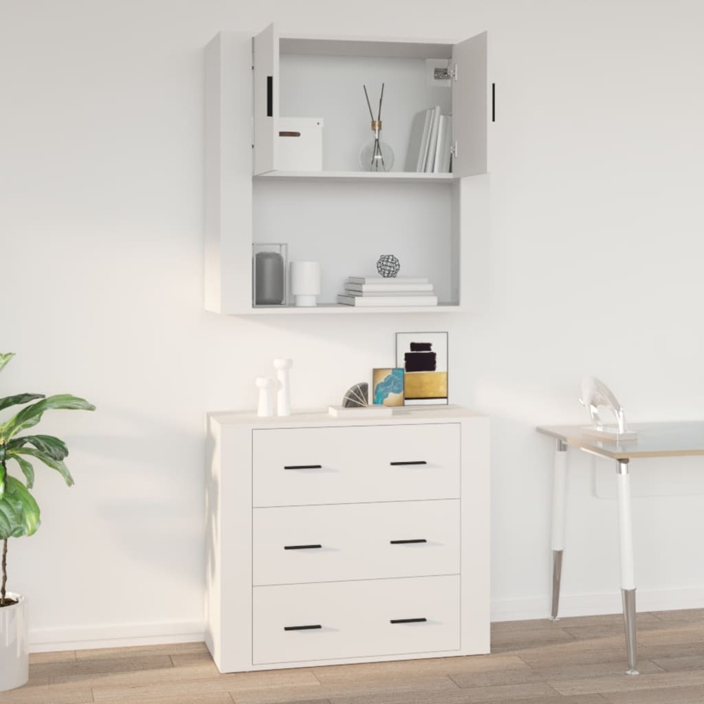 Seinäkaappi valkoinen 80x33x80 cm tekninen puu - Sisustajankoti.fi